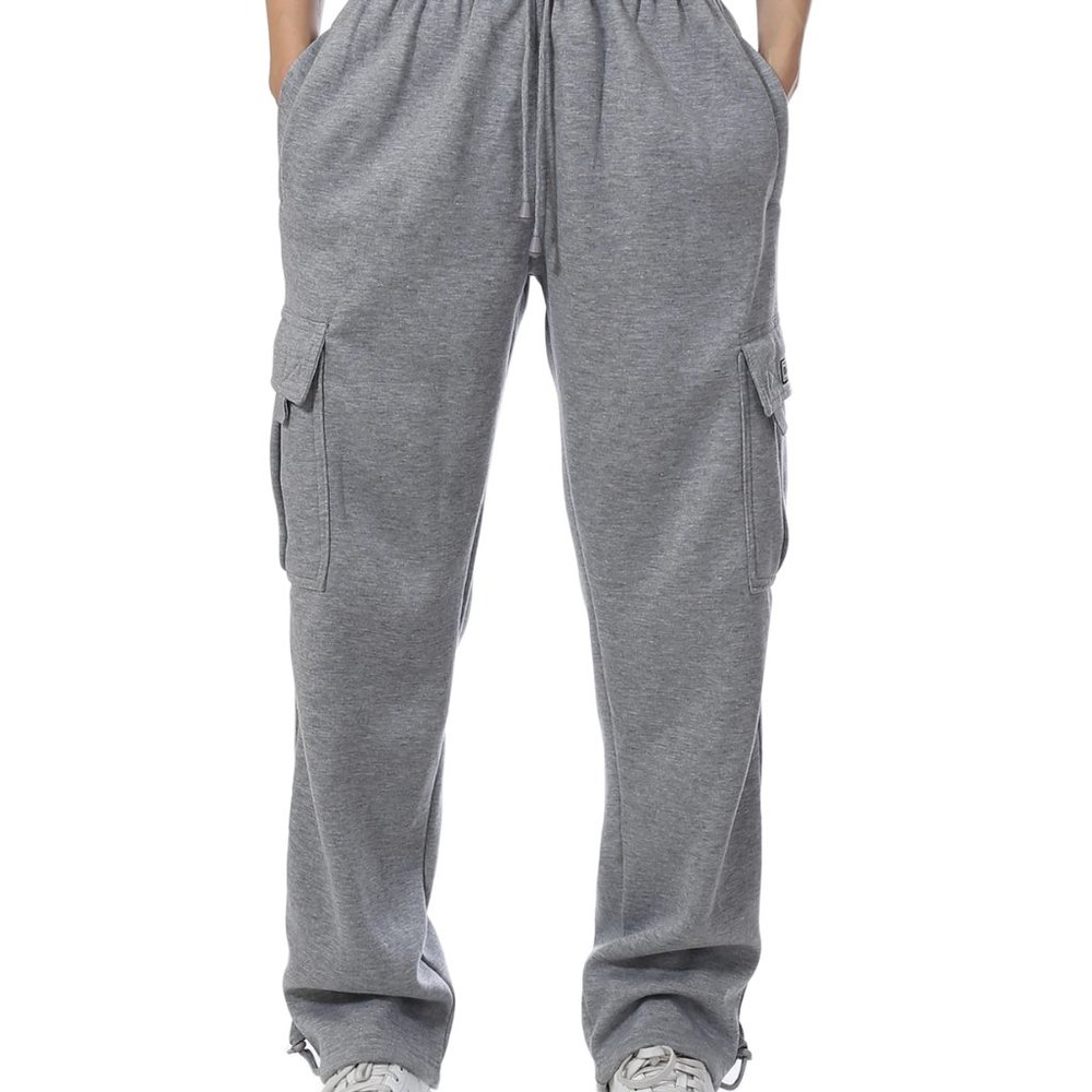 Men's Fleece Cargo Sweatpants Heavyweight Lt. Grey